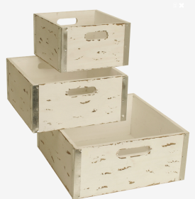 Set Of 3 Square Distressed Crates (Color: White)