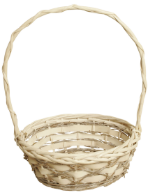 Woodchip, Willow & Vine Handled Basket (Color: White, size: 10")