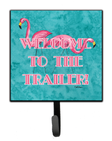 Welcome to the Trailer Leash or Key Holder (Color: Welcome to the Trailer with Flamingos, size: 4.25 x 7)