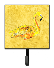 Bird Art Design Leash or Key Holder (Color: Flamingo on Yellow, size: 4.25 x 7)