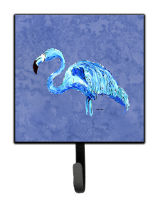 Bird Art Design Leash or Key Holder (Color: Flamingo On Slate Blue, size: 4.25 x 7)