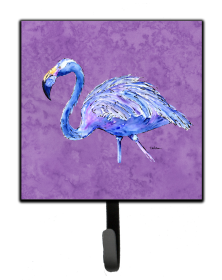 Bird Art Design Leash or Key Holder (Color: Flamingo on Purple, size: 4.25 x 7)