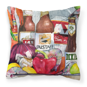 New Orleans Beers and Spices Fabric Decorative Pillow (Color: 1017-1PW1414, size: 14 x 14)