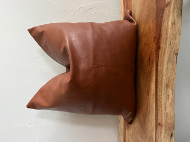 Faux Leather Throw Pillow Cover (Color: Brown, size: 22x22 inch)