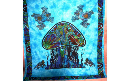 Psychedelic Mushroom Garden Tapestry (Color: Blue, size: 90 x 80)