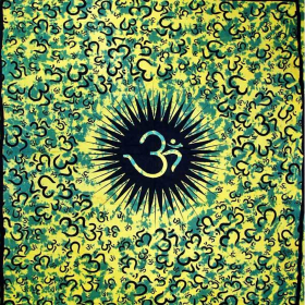 Om Echoes Tapestry (Color: green, size: 90 x 80)