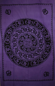 Om Shanti Mandala Art Handloom Style Tapestry (Color: Purple, size: 80 x 55)