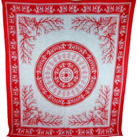 Tigers & Elephants Majestic Beasts Tapestry (Color: Red, size: 90 x 80)