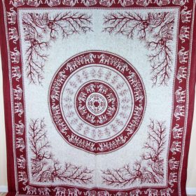 Tigers & Elephants Majestic Beasts Tapestry (Color: Maroon, size: 90 x 80)