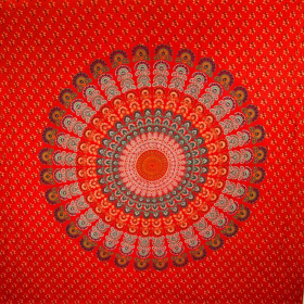 Peacock Dance Mandala Tapestry (Color: Red, size: 90 x 80)