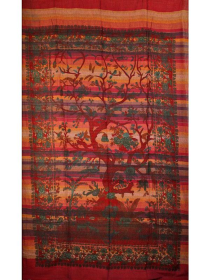 Tree of Life Birds in Hand-loom Tapestry (Color: Red, size: 80 x 55)