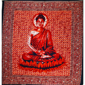 Buddha In Meditation Batik Style Tapestry (Color: Red, size: 90 x 80)