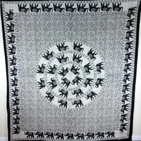 Elephant Mandala Tapestry (Color: Black/White Festival, size: 90 x 80)