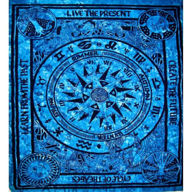 Turquoise Cycle Of The Ages Tapestry (Color: Blue, size: 90" x 80")