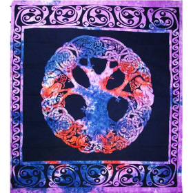 Purple Celtic Tree Of Life Tapestry (Color: Turquoise, size: 90" x 80")