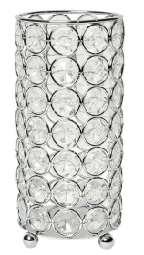 Elegant Designs Elipse Crystal Decorative Flower Vase, Candle Holder, Wedding Centerpiece (Color: Chrome, size: 6.75 in)