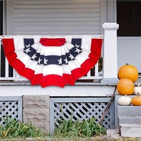 1pc Printed Stripes Stars USA Pleated Fan Bunting Half Banner Flag For July 4th Independence Day Decoration USA Pleated Fan Flag (Color: Flag 35.43*70.87inch)