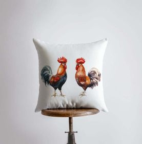 Watercolor Roosters | Gifts | Brid Prints | Bird Decor |Accent Pillow Covers | Throw Pillow Covers | Pillow | Room Decor | Bedroom Decor (Dimensions: 14x14)