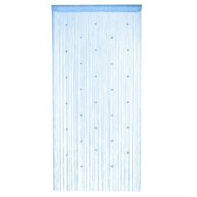 Crystal Beaded String Door Curtain Beads Room Divider Fringe Window Panel Drapes (Color: Blue)