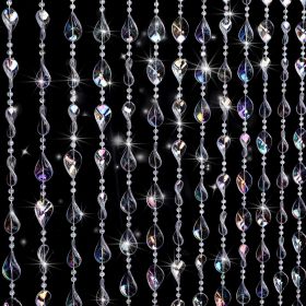 Crystal Beaded Curtain Acrylic Hanging Door Beads String Curtain for Doorway Party Wedding Decor 35.5 x 79 Inces (Style: Iridescent Leaves)