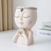 1pc Figure Flower Pot; Women Face Statue Vase Planter Ornaments; For Indoor Outdoor Home Decor Garden Patio (4.7*7.3*3.4in)